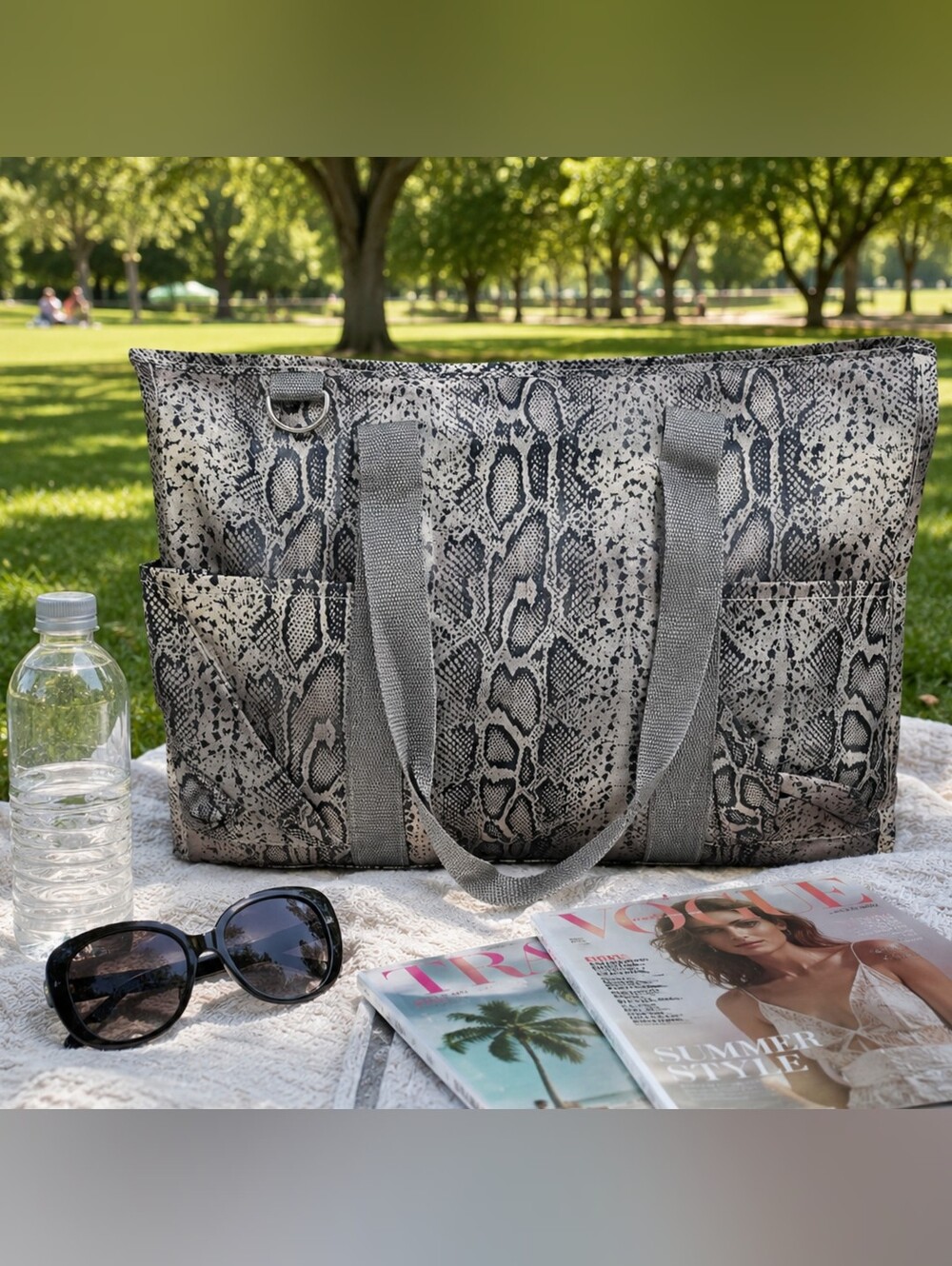 BUY NOW💖Large Water Resistant Organizer Carry Tote Bag In Python Pattern - Picture 2 of 10